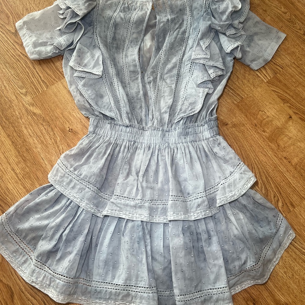 LoveShackFancy Gray Ruffled Mini Dress - Picture 6 of 7
